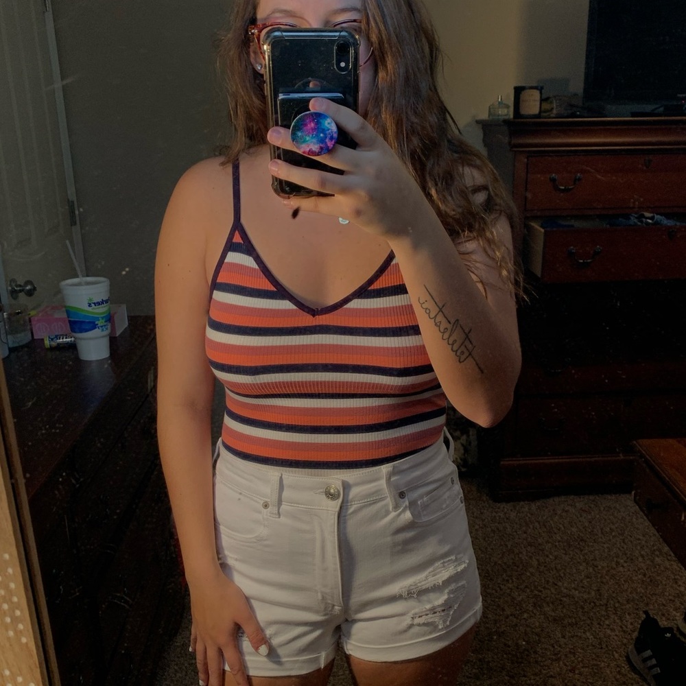 Striped body suit